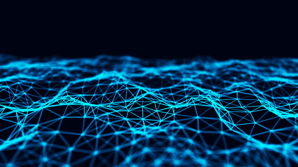 Abstract,Interweaving,Dots,And,Lines,Of,Blue,Tint.,Visualization,Of