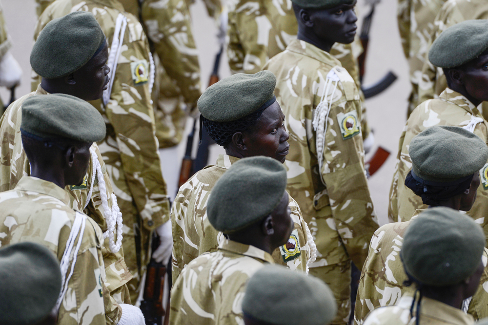 Soldiers,Stand,At,Attention,During,Celebrations,Of,South,Sudan's,Independence