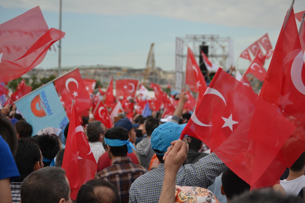 Turkey,Election,Rally,,Crowd,Waving,Turkish,Flag,,2023,Election,Concept,