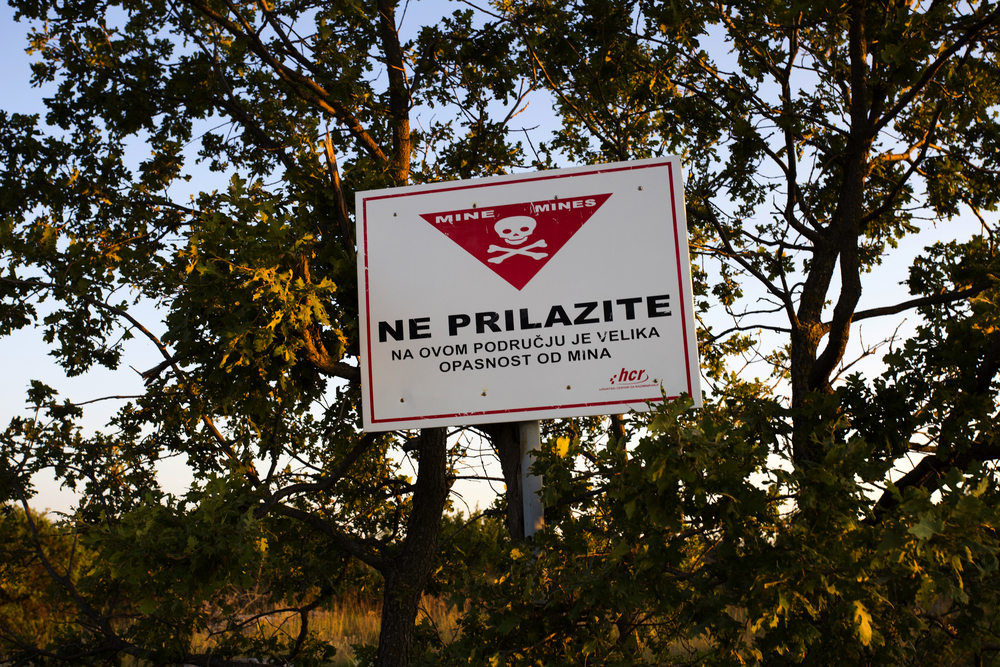 Zagreb,,Croatia, ,June,29,,2017., ,Mines,Danger,Sign
