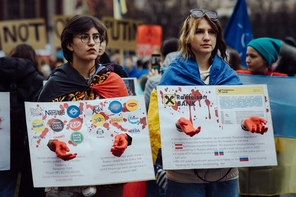 Prague,,Czechia, ,February,24th,,2023:,People,Gathered,To,Mark