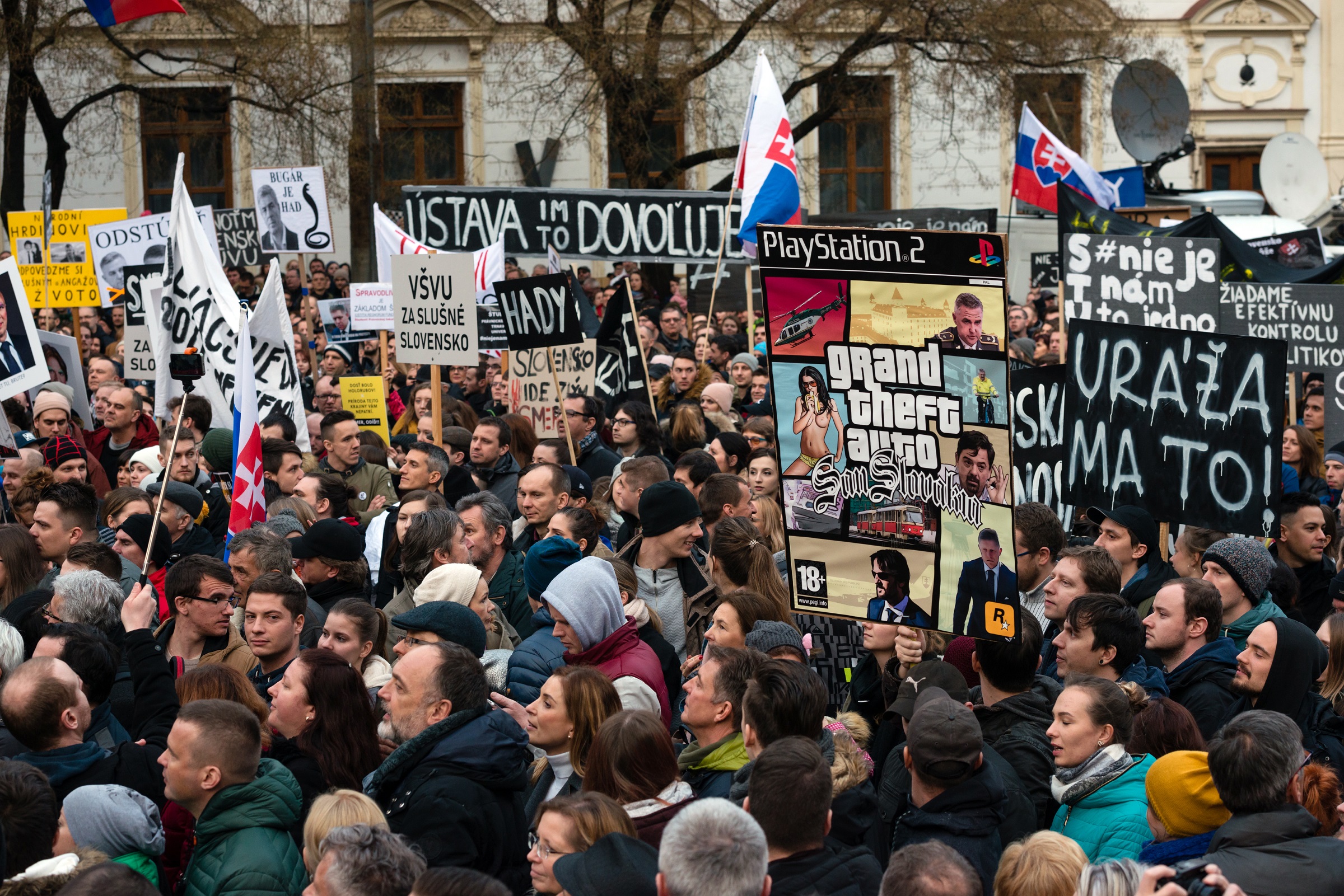 Protest v Bratislavě 2018. Foto: Shutterstock