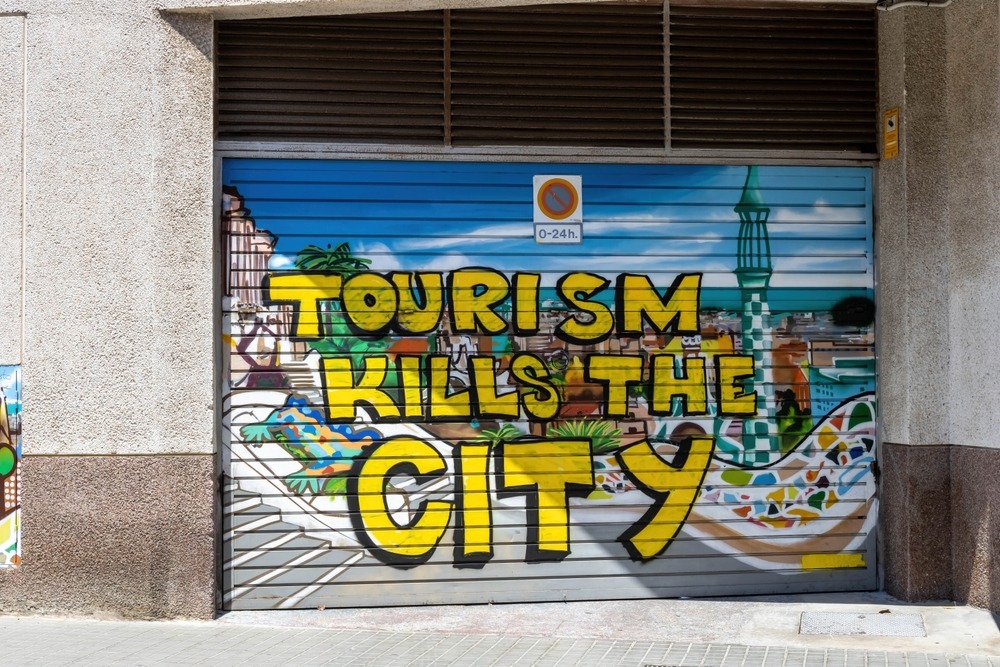 Barcelona,,Spain, ,July,22,,2022:,A,Protest,Antitourist,Graffiti