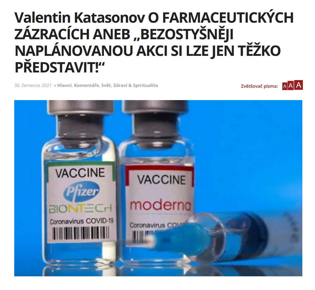 Ukázka konspiračního článku z C24 News