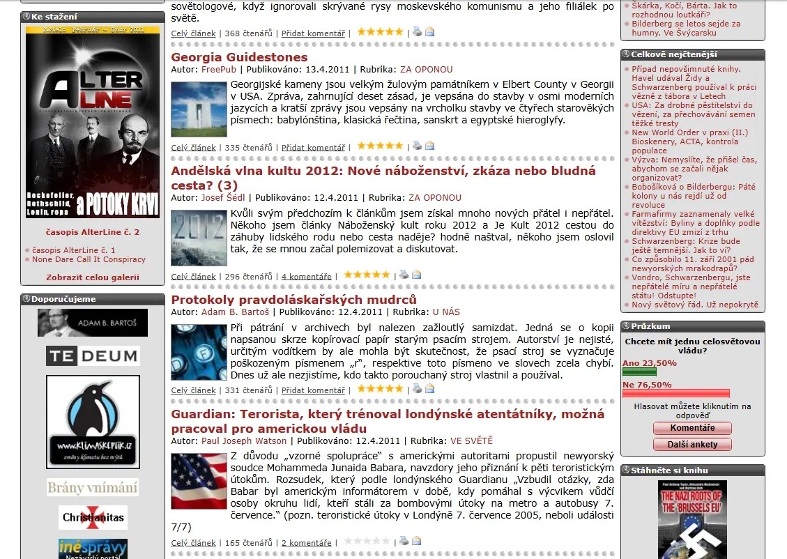 Titulka serveru Freeglobe