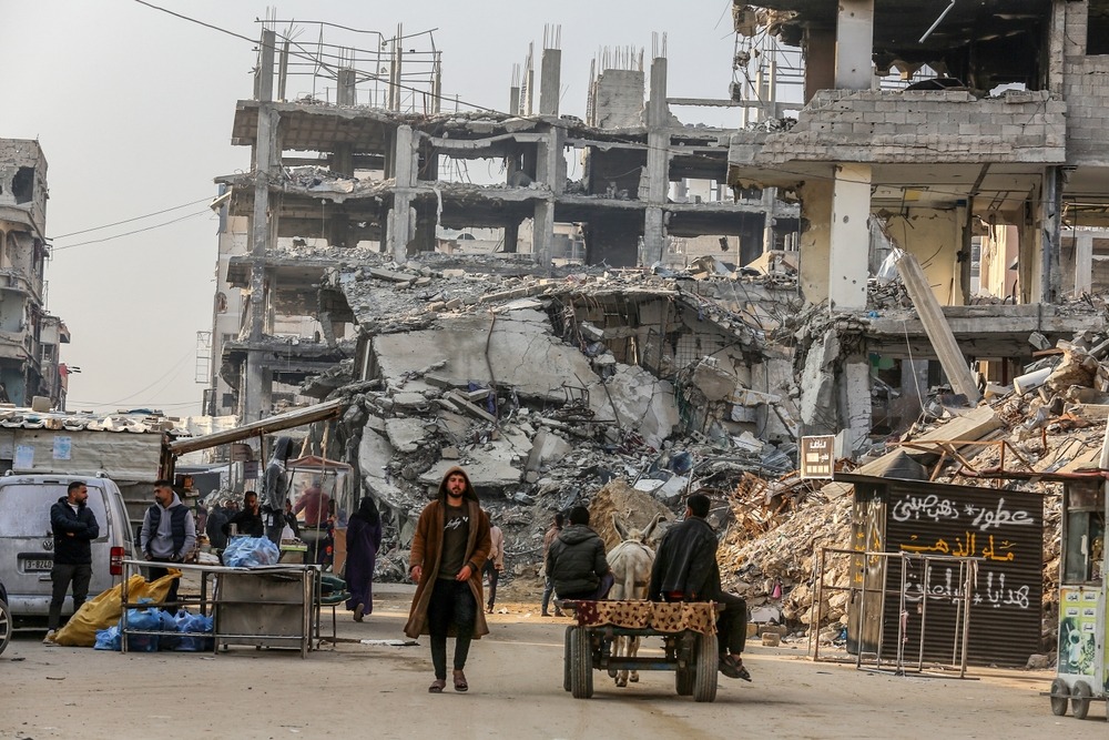 Palestinians,Are,In,Front,Of,The,Destroyed,Buildings,That,Were