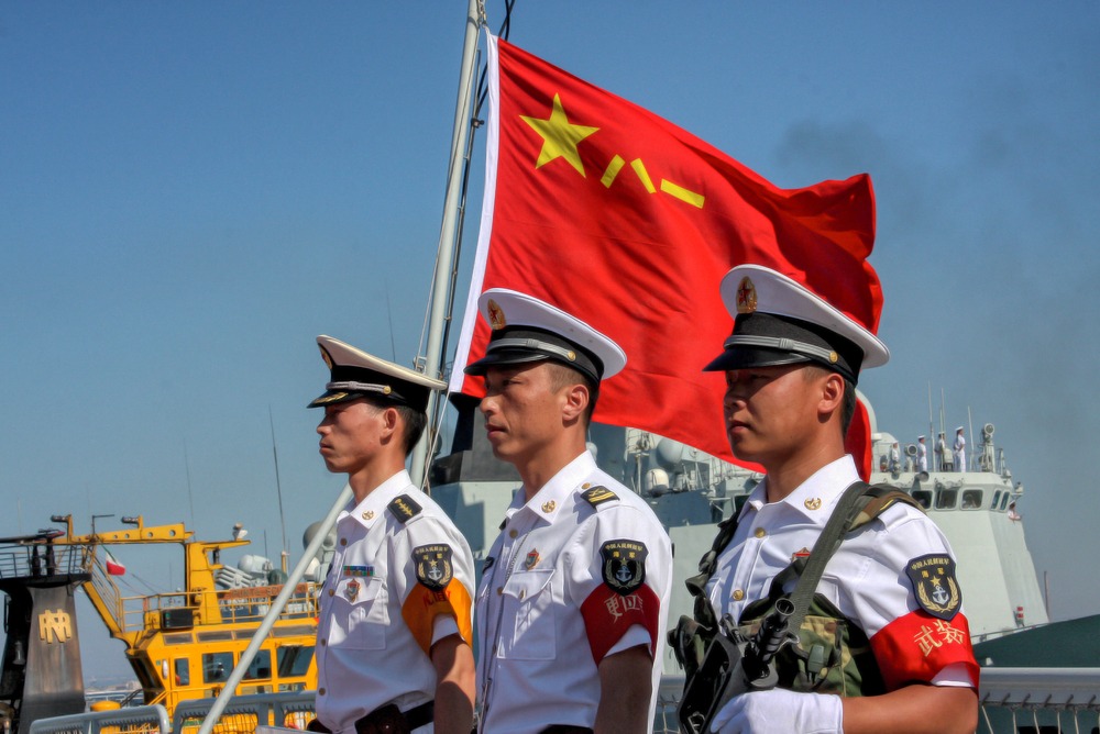 Chinese,Sailors,Aboard,The,Type,052b,Destroyer,Or,Guangzhou,Class