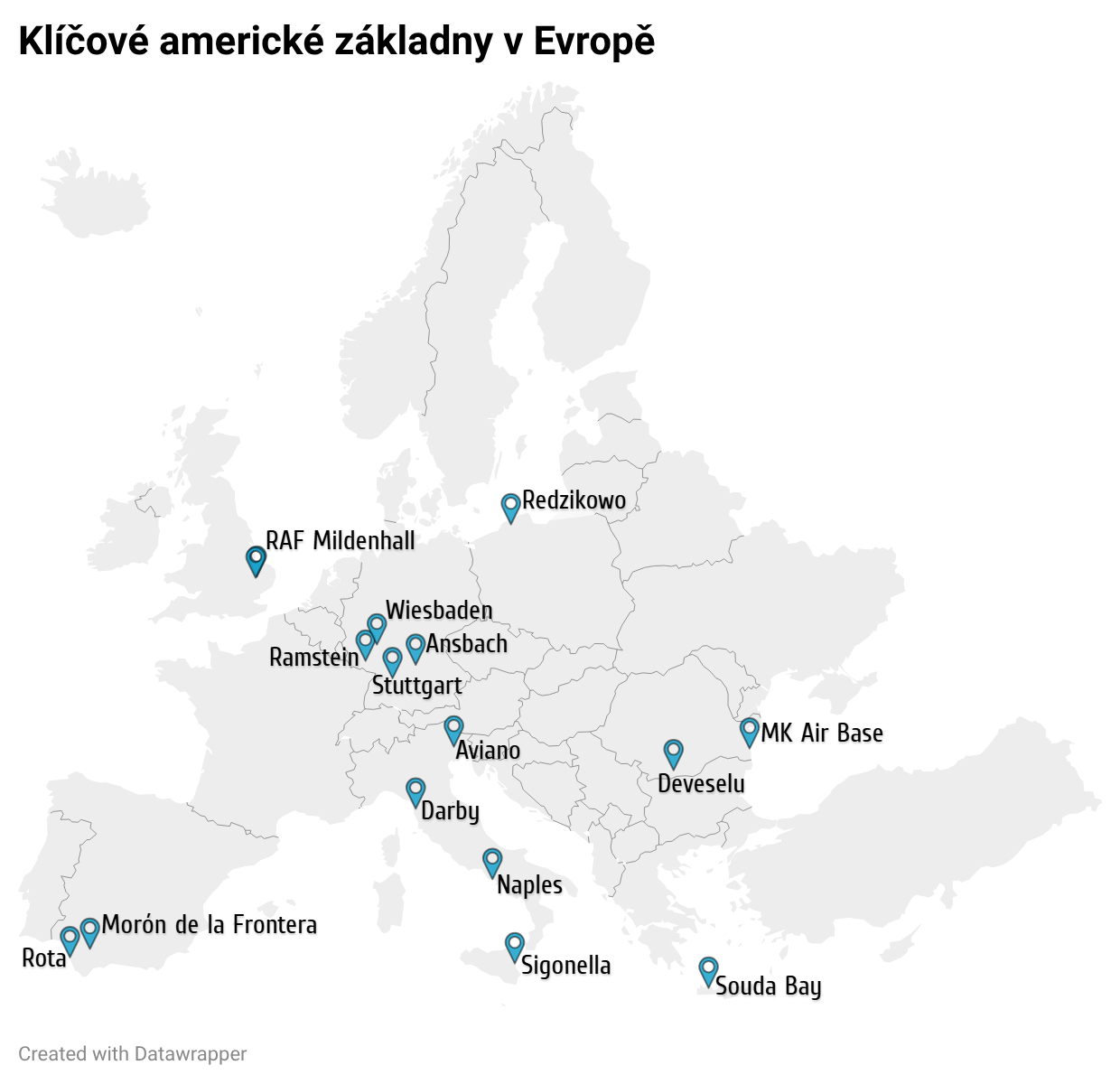 Klíčové americké základny v Evropě