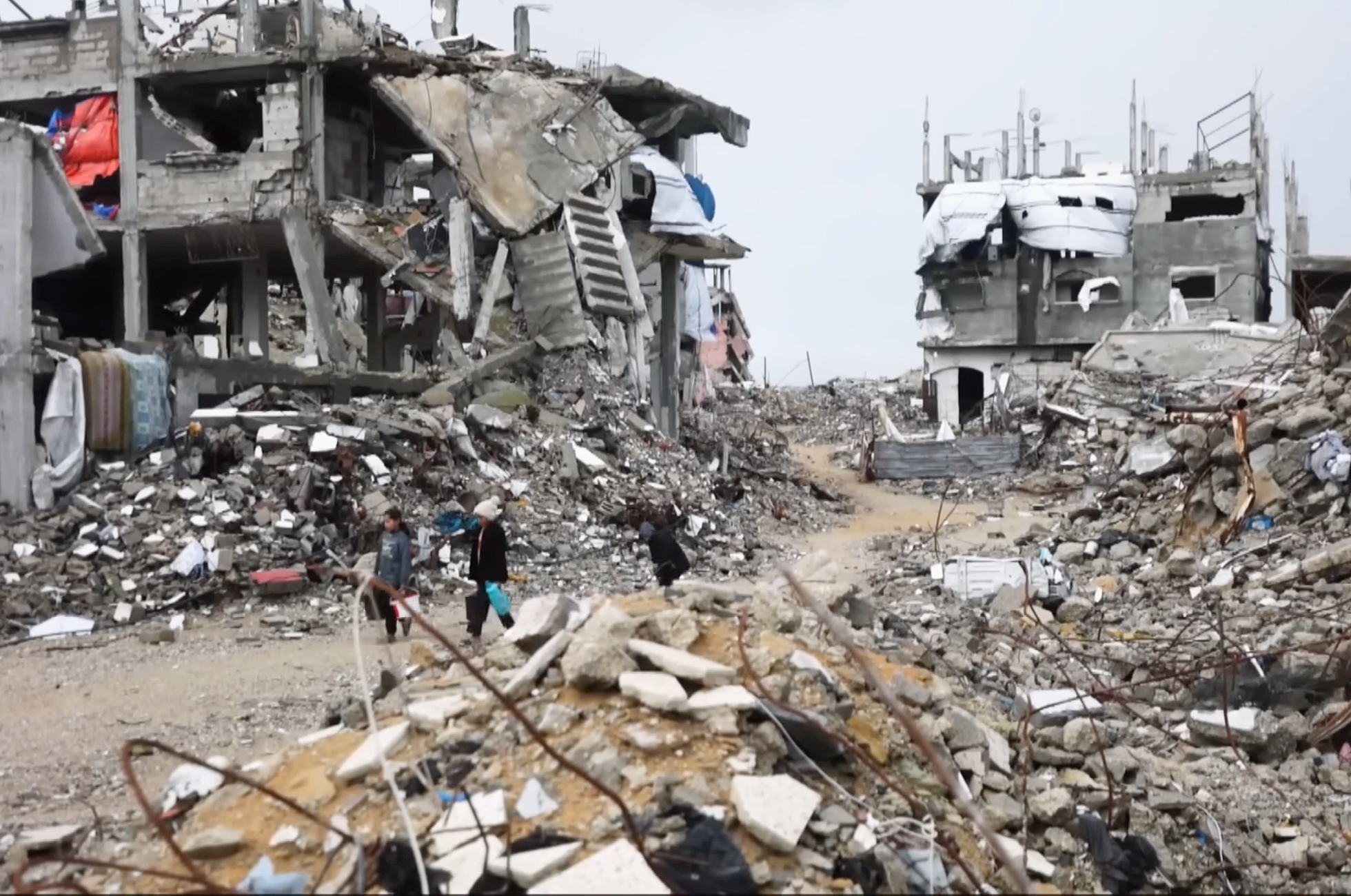 Zničené domy v Gaze