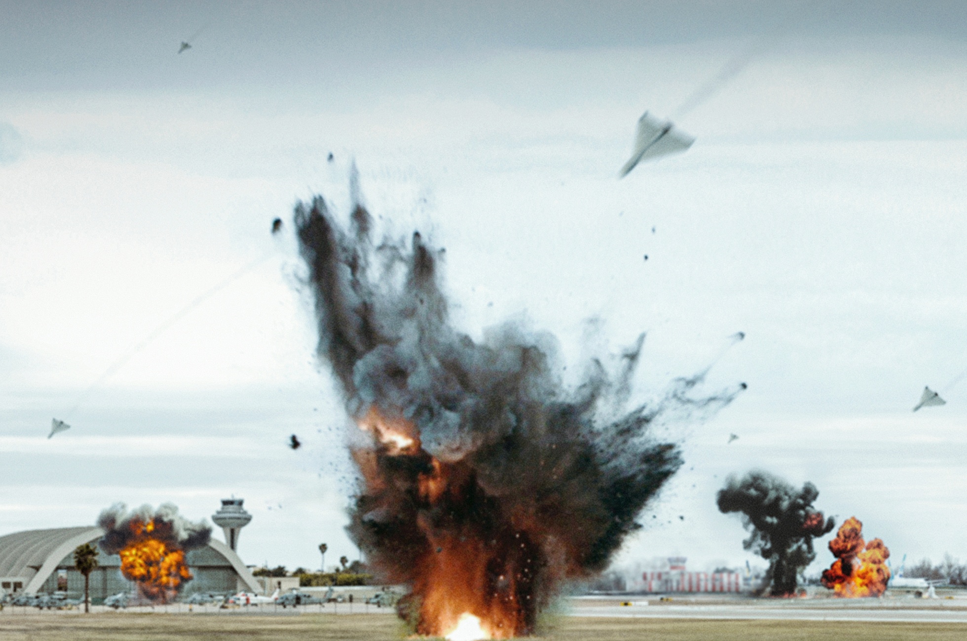 Vizualizace dronového útoku na letiště