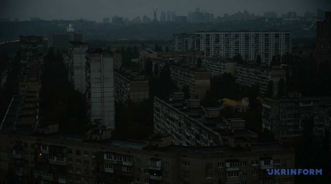 Pohled na Kyjev bez elektřiny