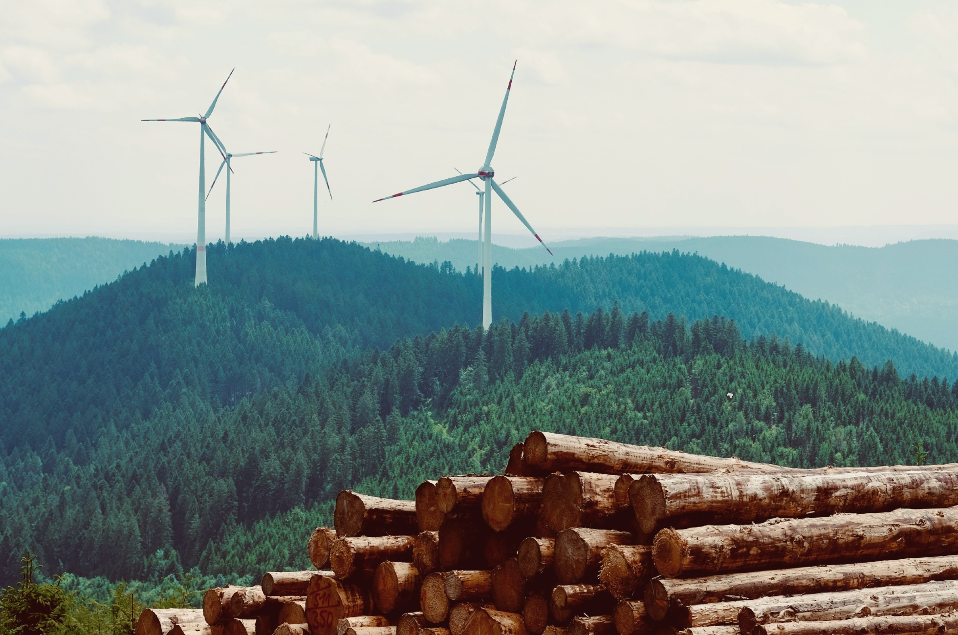 Větrné turbíny v kopcích